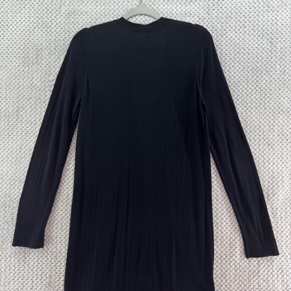 Garnet Hill Sweater Womens M Black Silk Long Cardigan Button Front Thin Stretchy - Picture 6 of 12